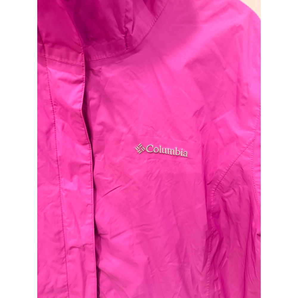 Columbia Arcadia II Womens XL Pink Omni-Tech Waterproof Hooded Rain Jacket - Picture 2 of 11